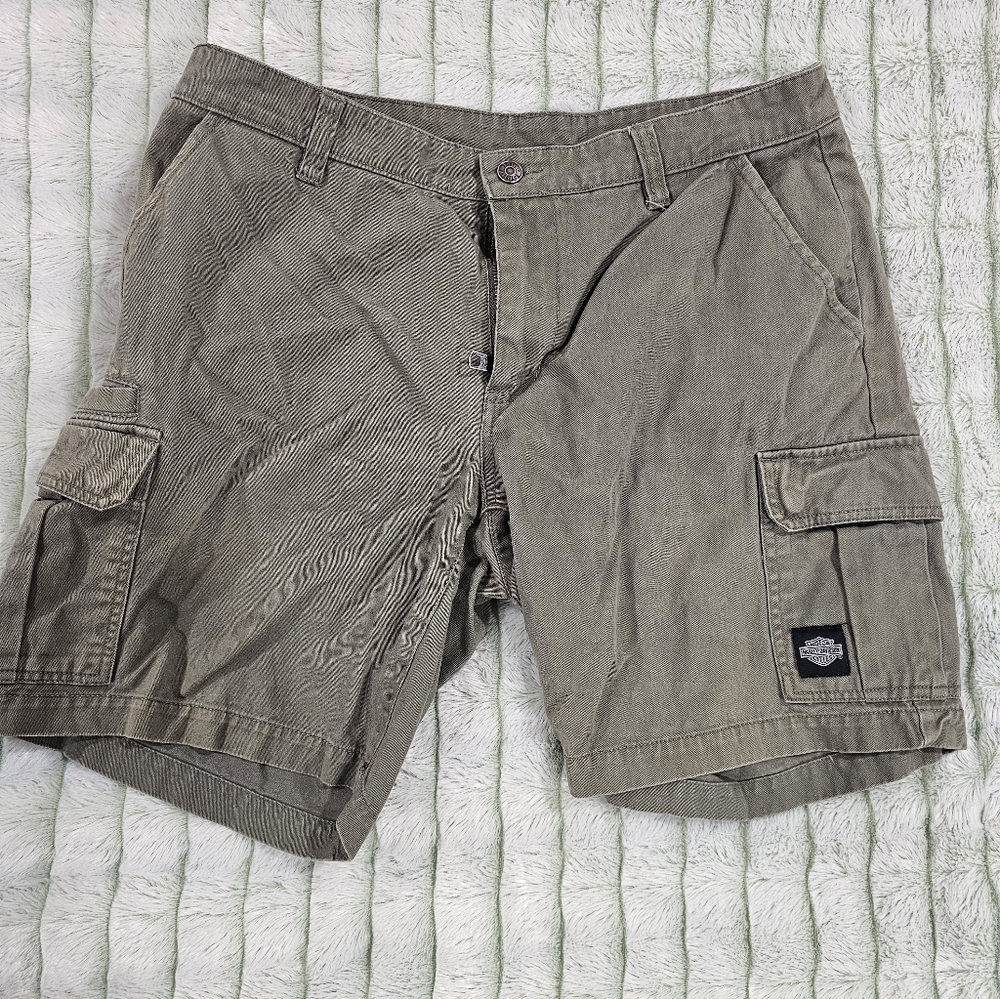 Men's Harley Davidson Olive Cargo Shorts